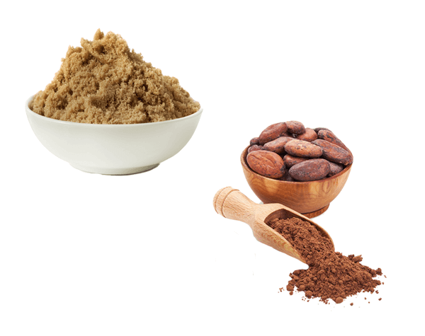 Açúcar e cacau em pó X doce